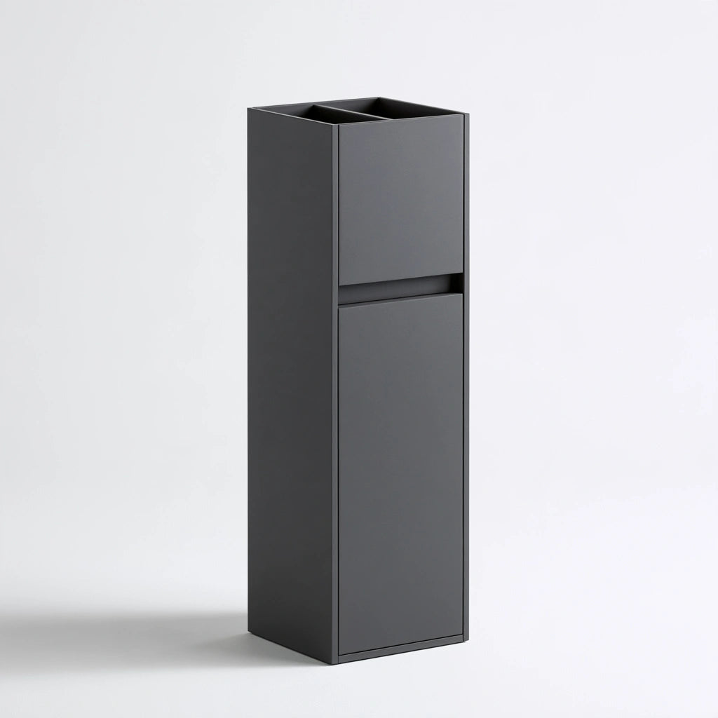 Armoire de rangement walnuthawk en gris foncé, meuble vertical rectangulaire avec lignes épurées, idéal pour organiser un espace.