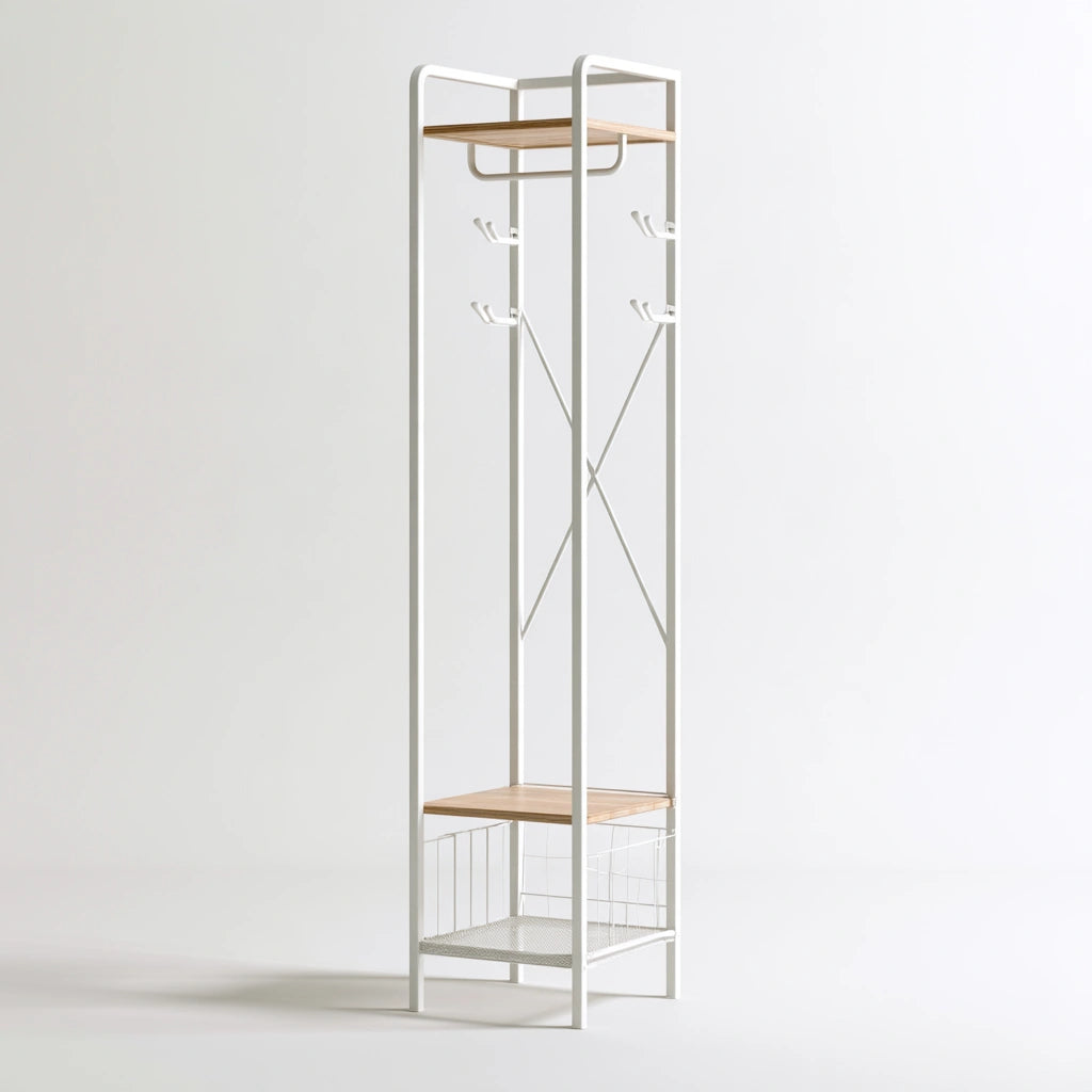 Vestiaire d'entrée en métal, coloris blanc