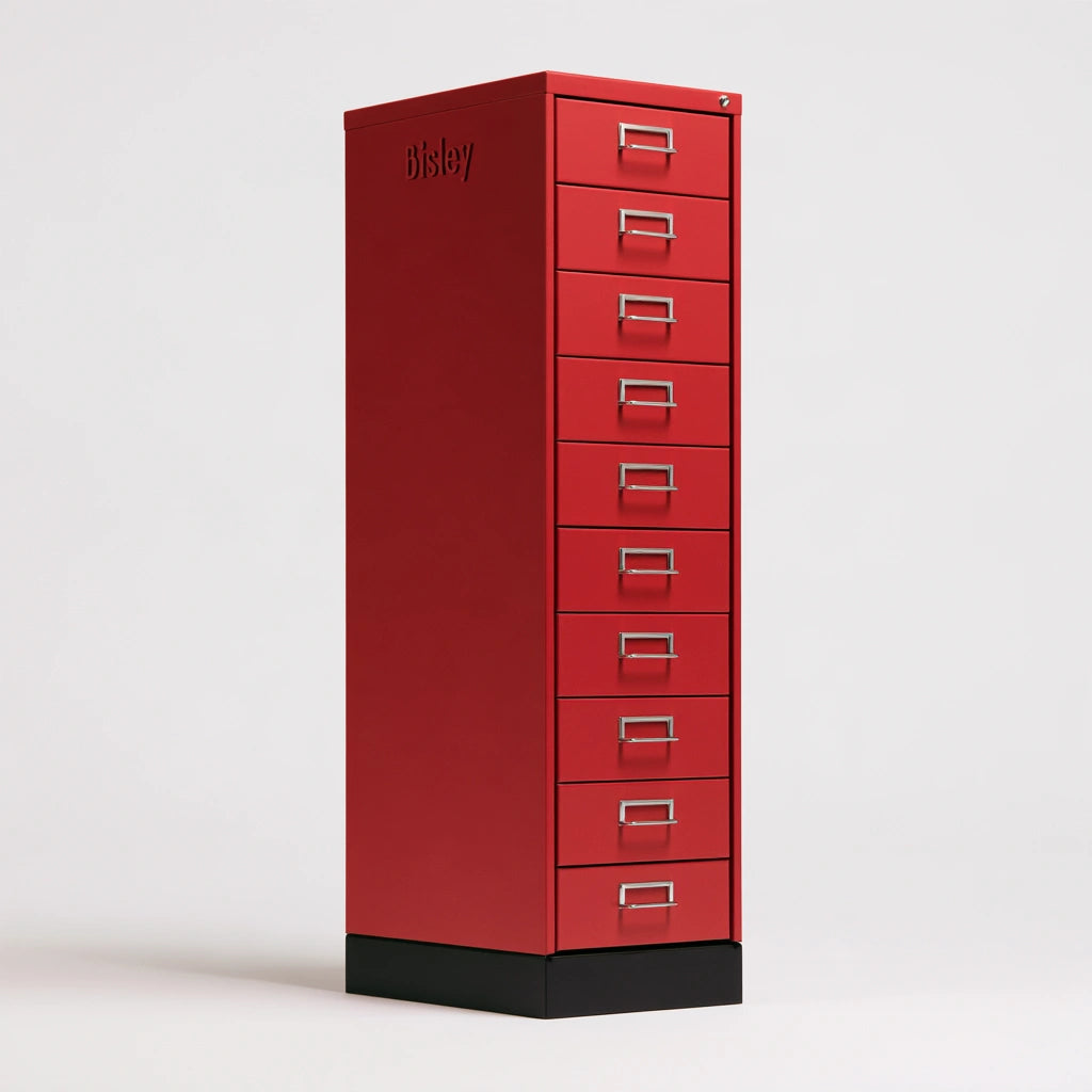 Caisson de classement mobile en métal, coloris rouge