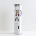 Colonne de rangement de salle de bains en bois, coloris blanc