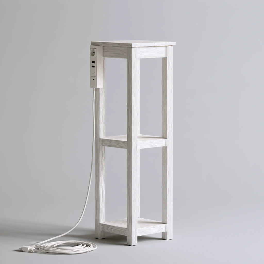 Table d'appoint en bois blanc de la marque Walnuthawk, petite table étroite et élégante pour salon ou chambre.